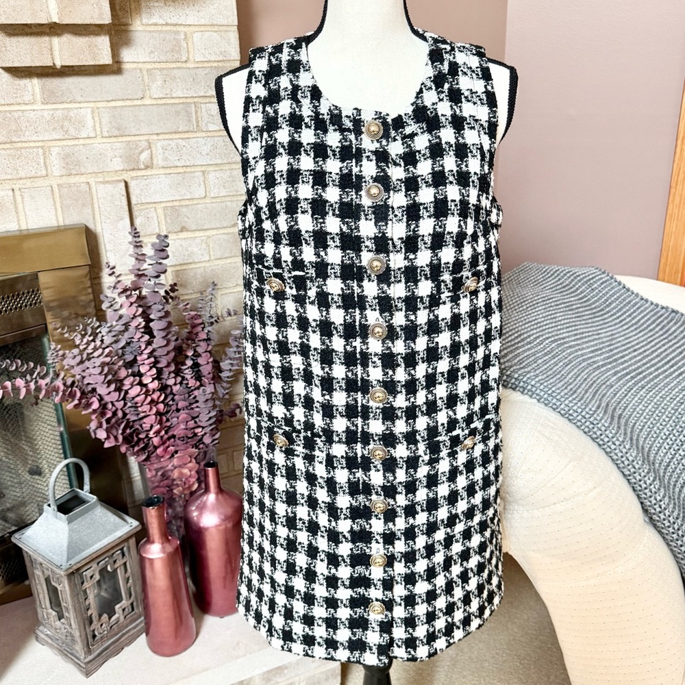 REFORMATION Tropez Mini Dress - Black Check - Picture 10 of 10